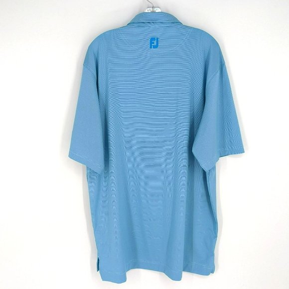 FootJoy Polo Shirt XL Blue Stripe Embroidered Stretch Short Sleeve Collared Golf - Picture 8 of 9
